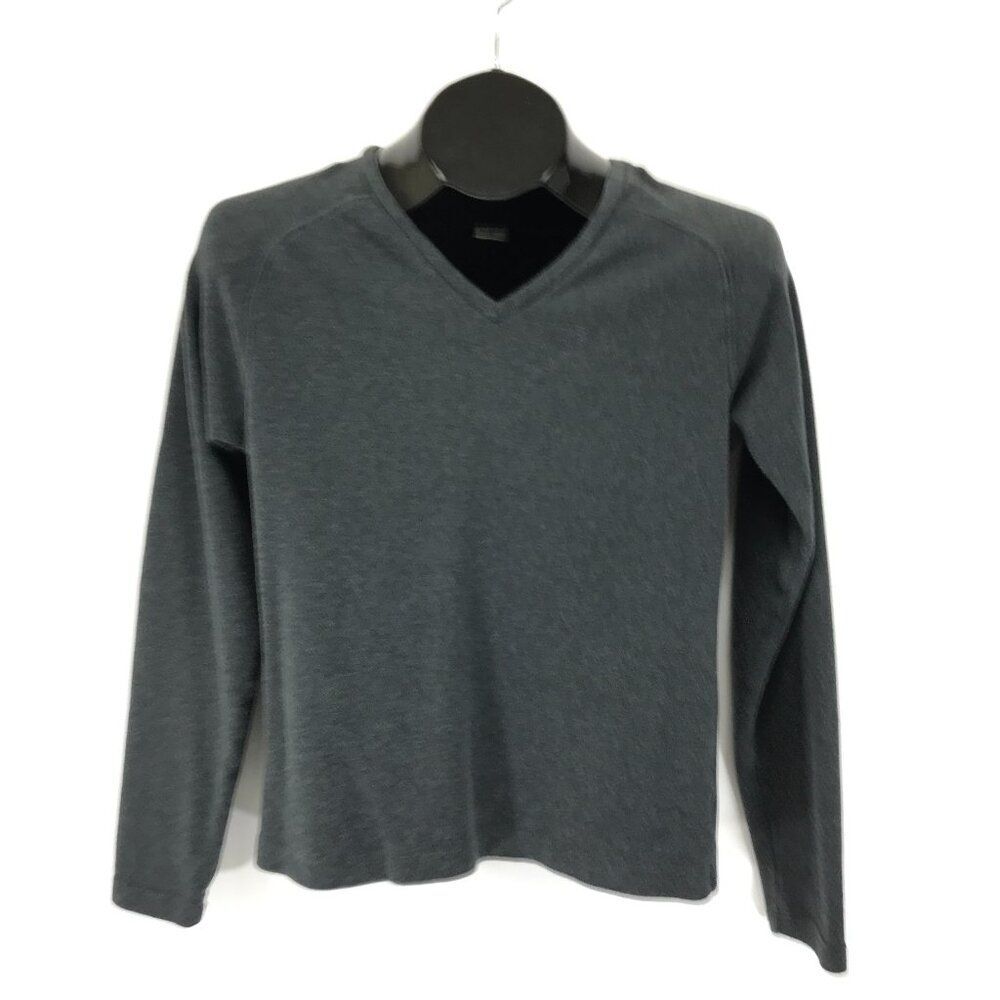 Eddie Bauer V-Neck Long Sleeve Tee Women's XS Gray 100% Cotton Knit Casual
